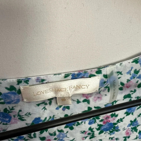 LoveShackFancy Cora Blue Floral Short Sleeve Mini Dress - Picture 3 of 4